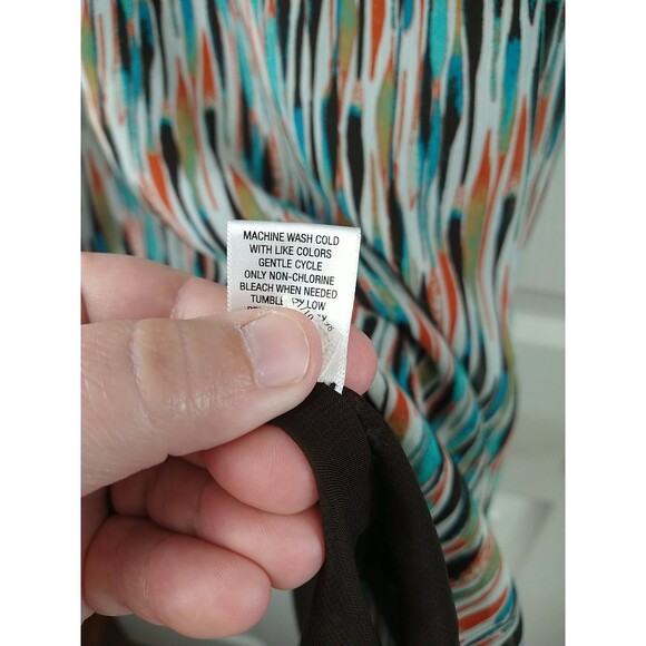 Merona Woman L Blouse V Neck Sheer Tank Lined SS Retro Flowy Business Casual - Picture 8 of 10